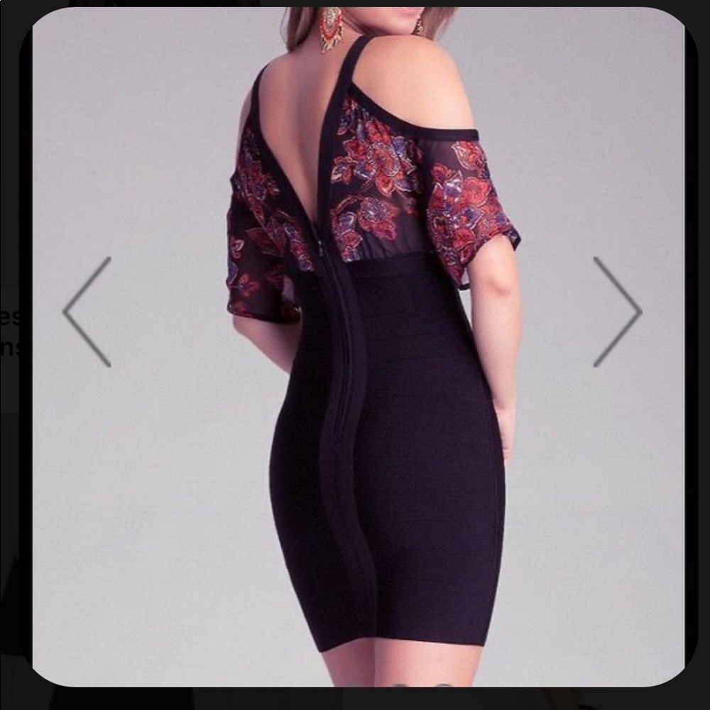 Bebe floral bodycon/bandage dress large - Picture 2 of 6